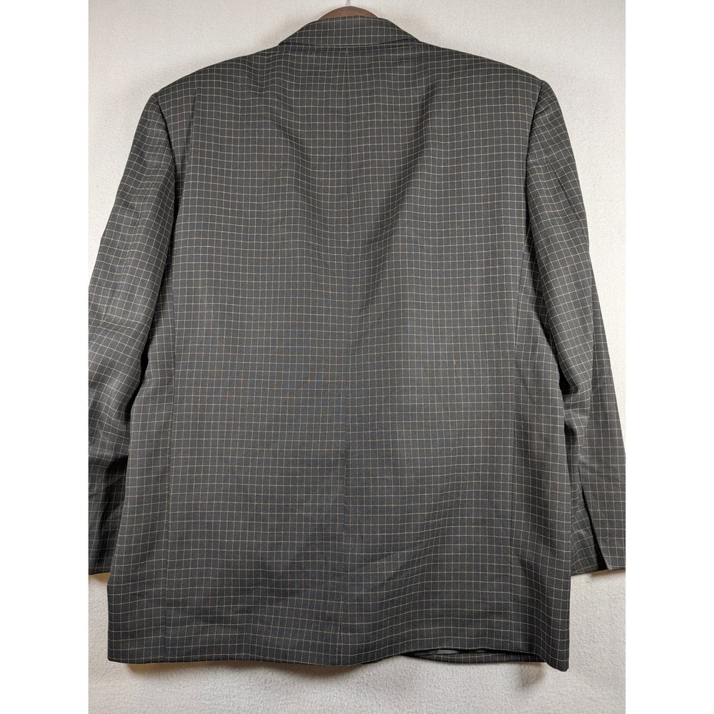 Como Mens Wool Blazer Sport Coat Charcoal Black Grid Check Pattern Two Button - Picture 3 of 8